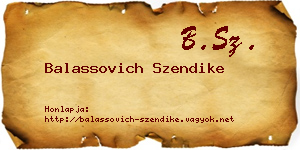 Balassovich Szendike névjegykártya